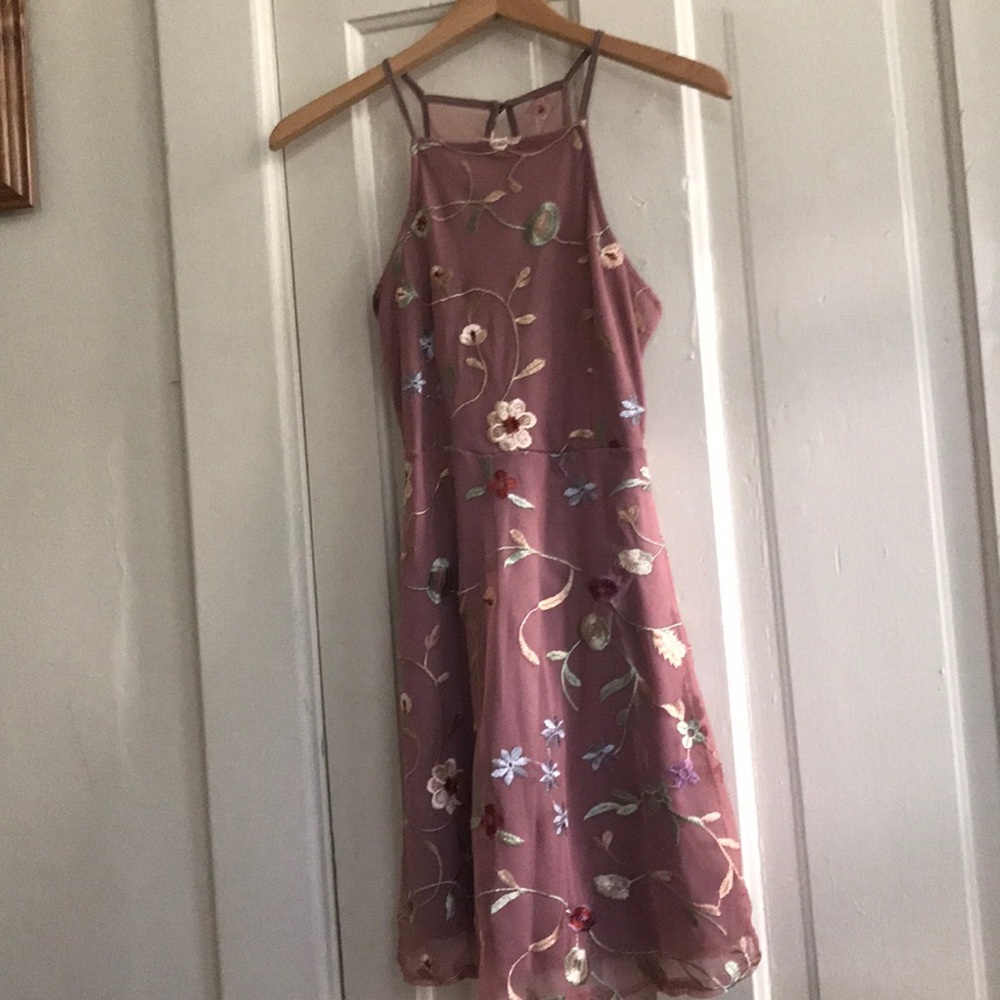 Pink embroidered dress